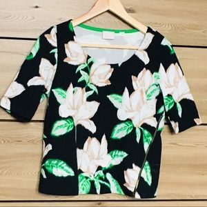 Anthropologie Postage Stamp black floral top S